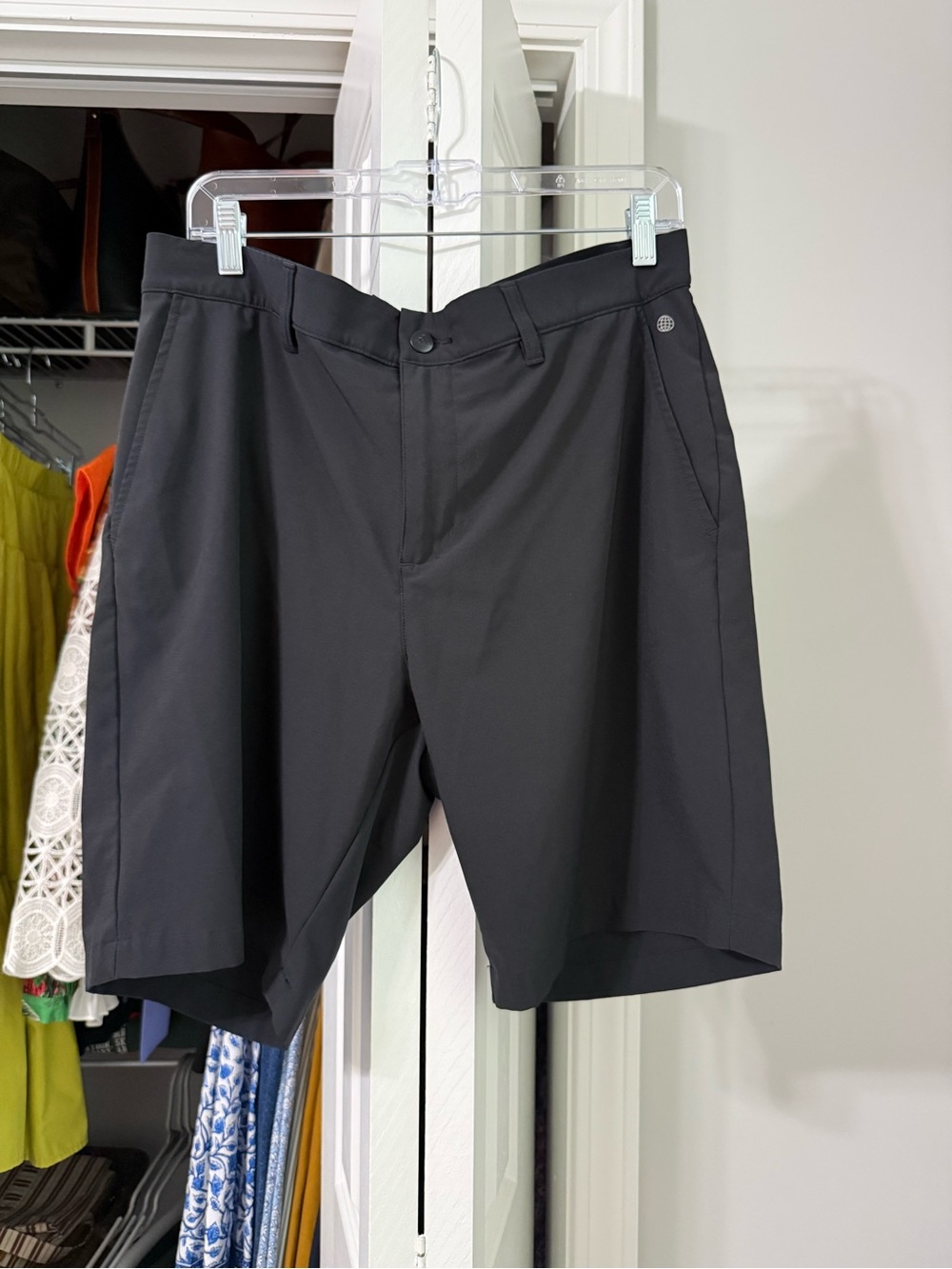 adidas Men's Black Flat-Front Performance Shorts